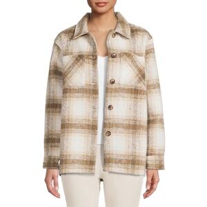 Time and Tru Brown Plaid shacket fall Jacket